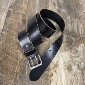 Vintage GAP Black Leather Belt Men’s 38 Double Prong Buckle USA